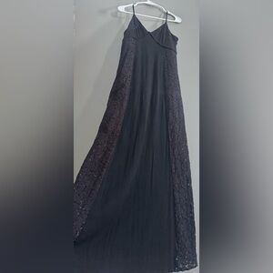 Doe & Rae Black Lace-Panel Maxi Dress